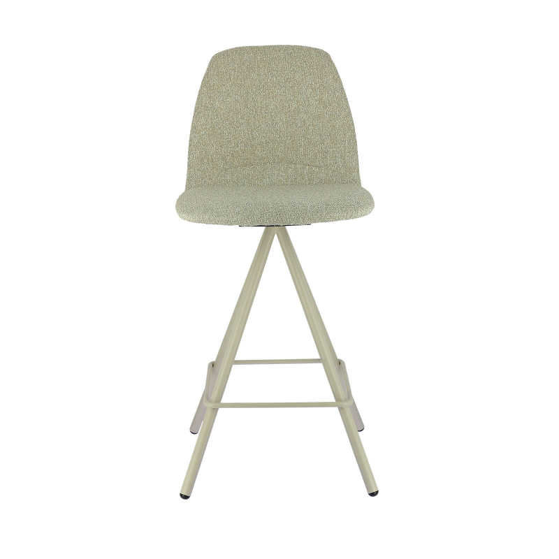 Tabouret haut moderne en tissu beige et pieds métal - Osaka