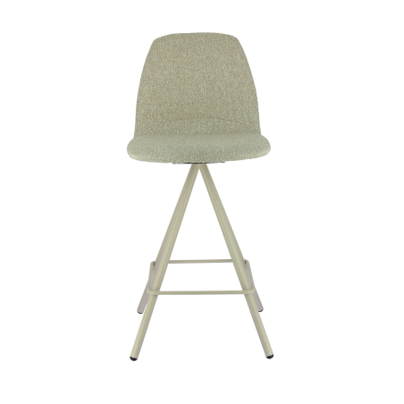 Tabouret haut moderne en tissu beige et pieds métal - Osaka