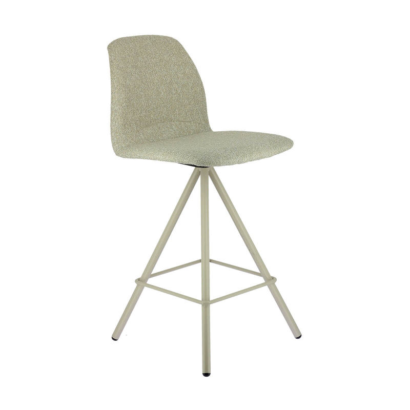 Tabouret snack moderne en tissu beige et pieds métal - Osaka