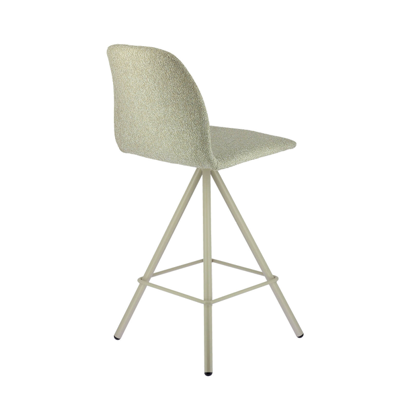 Tabouret haut tendance en tissu beige et pieds métal - Osaka