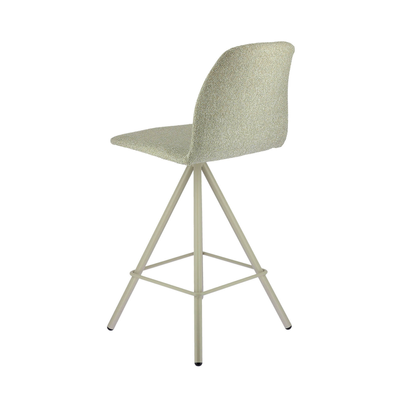 Tabouret snack moderne en tissu beige et pieds métal - Osaka