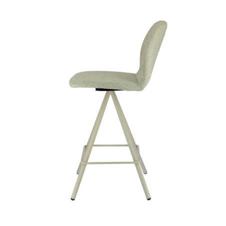 Tabouret haut en tissu beige et pieds métal - Osaka