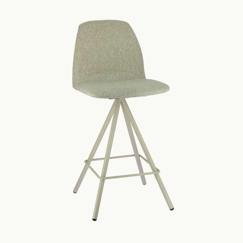 Tabouret snack moderne en tissu beige et pieds métal - Osaka