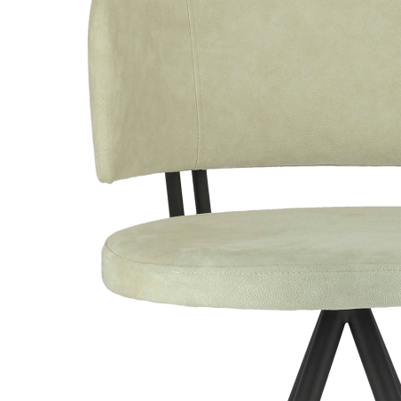 Tabouret snack en tissu beige et pieds métal noir - Prélude