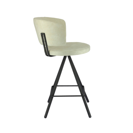 Tabouret snack en tissu beige et pieds métal noir - Prélude