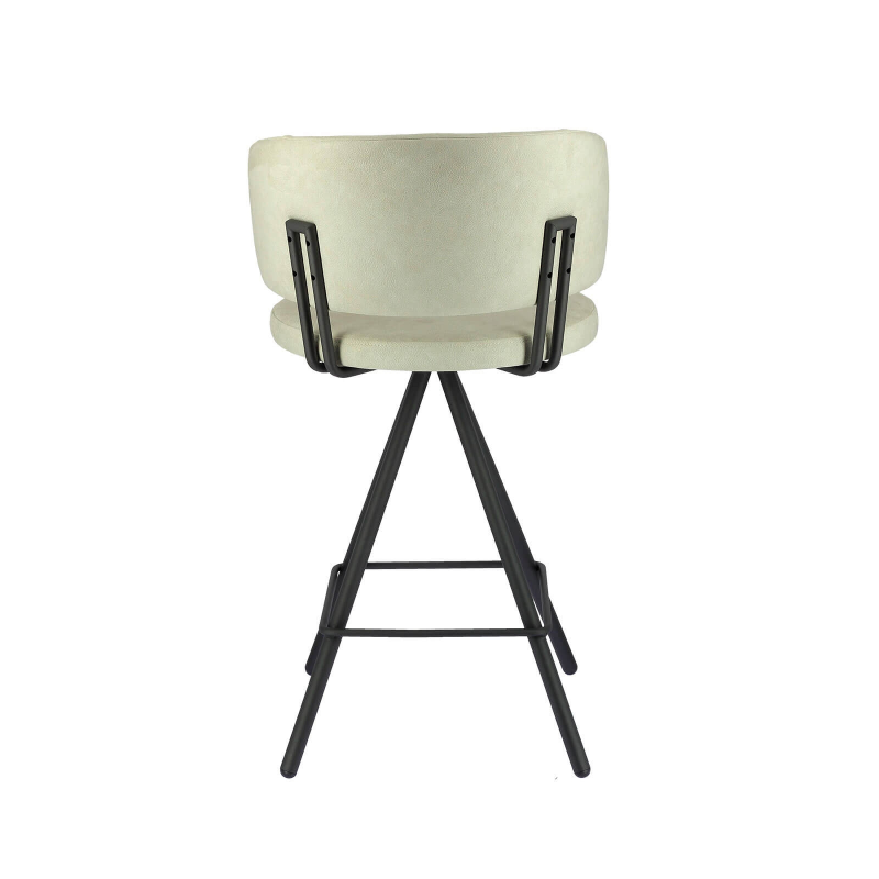 Tabouret snack en tissu beige et pieds métal noir - Prélude