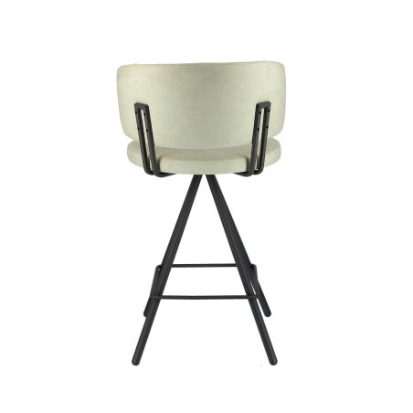 Tabouret snack en tissu beige et pieds métal noir - Prélude