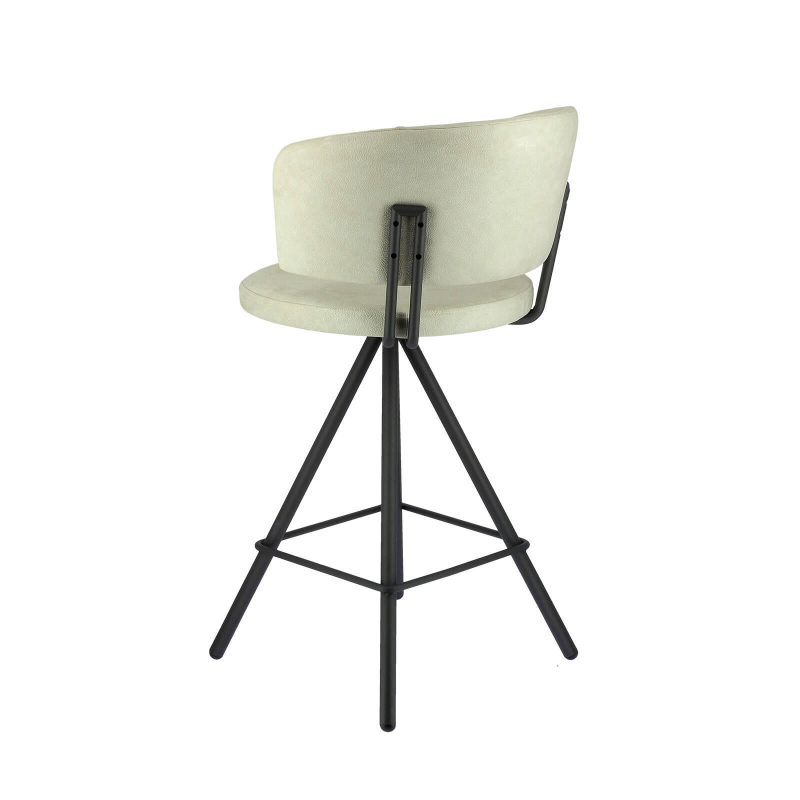 Tabouret snack en tissu beige et pieds métal noir - Prélude