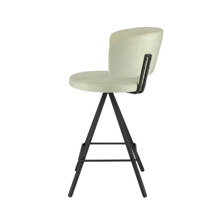 Tabouret en tissu beige et pieds métal noir - Prélude