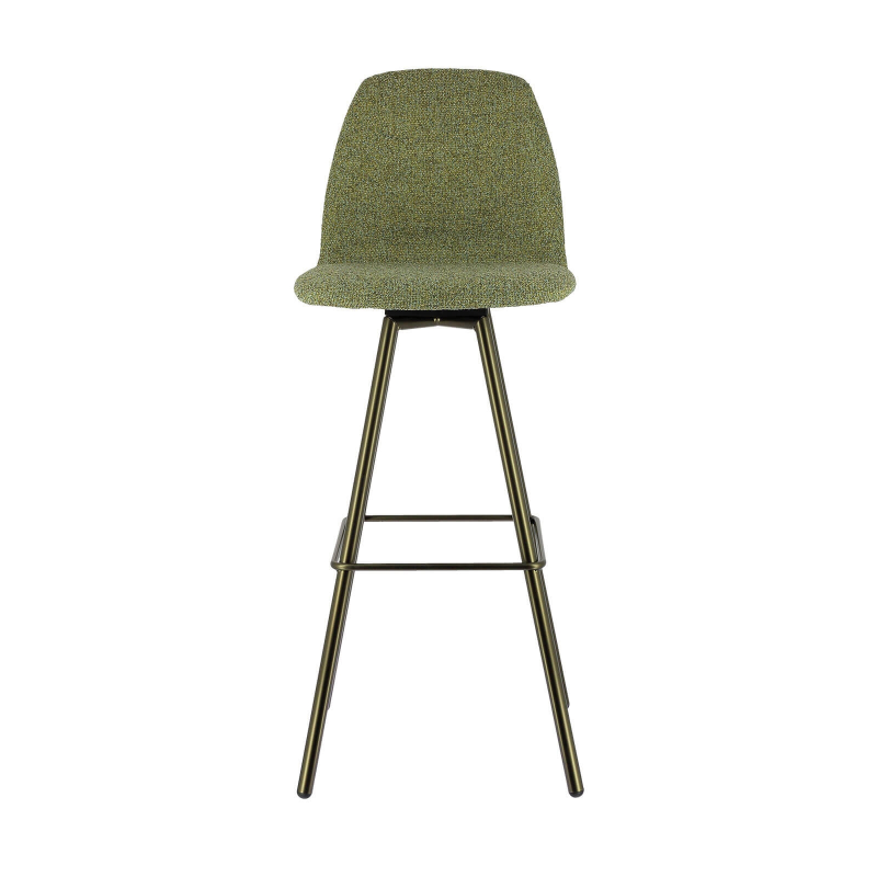 Tabouret hauteur bar moderne en tissu vert  et pieds en métal - Osaka