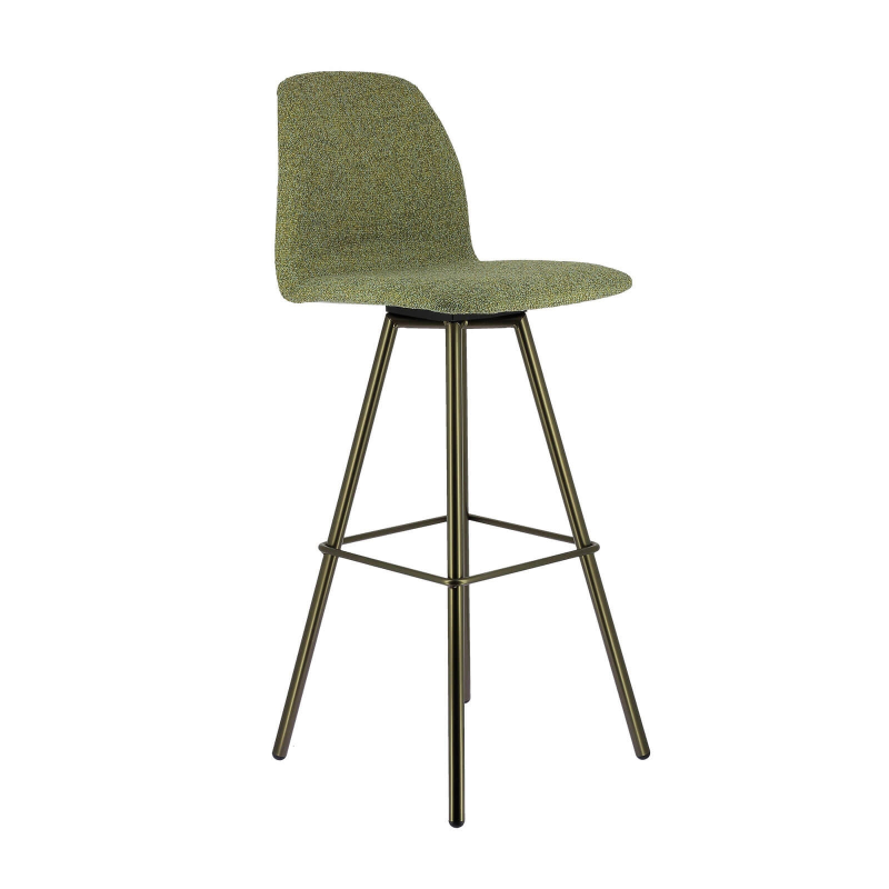 Tabouret hauteur 80 cm moderne en tissu vert  et pieds en métal - Osaka