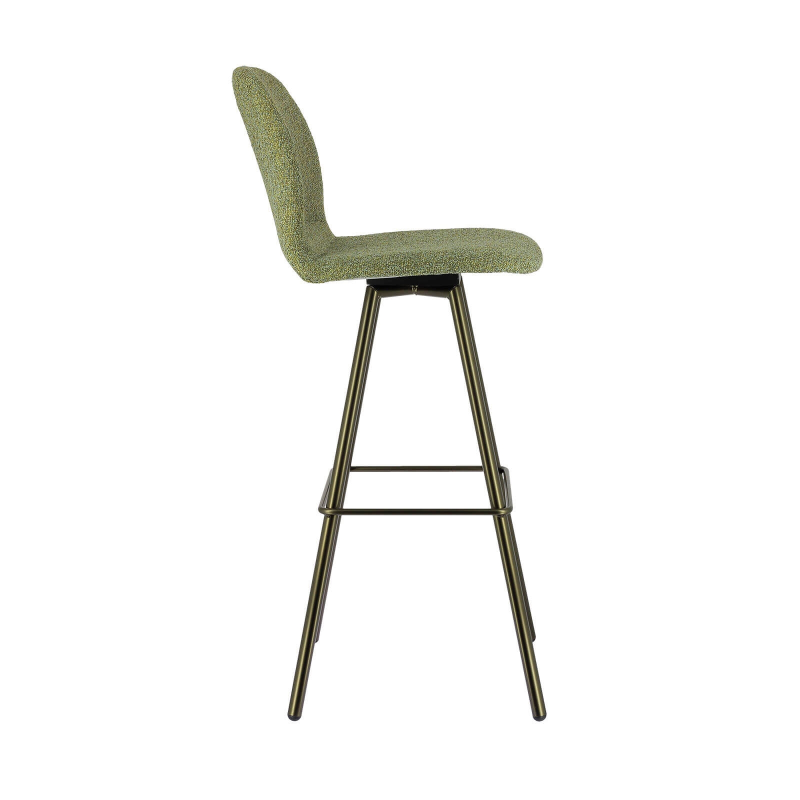 Tabouret de bar tendance en tissu vert et pieds en métal - Osaka