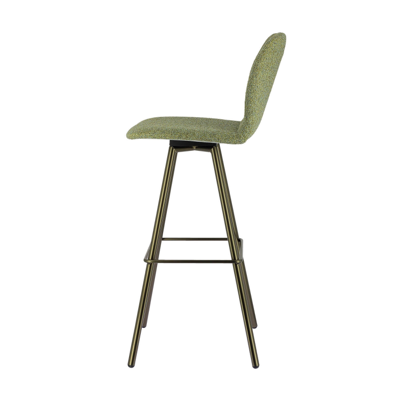 Tabouret de bar contemporain en tissu vert et pieds en métal - Osaka