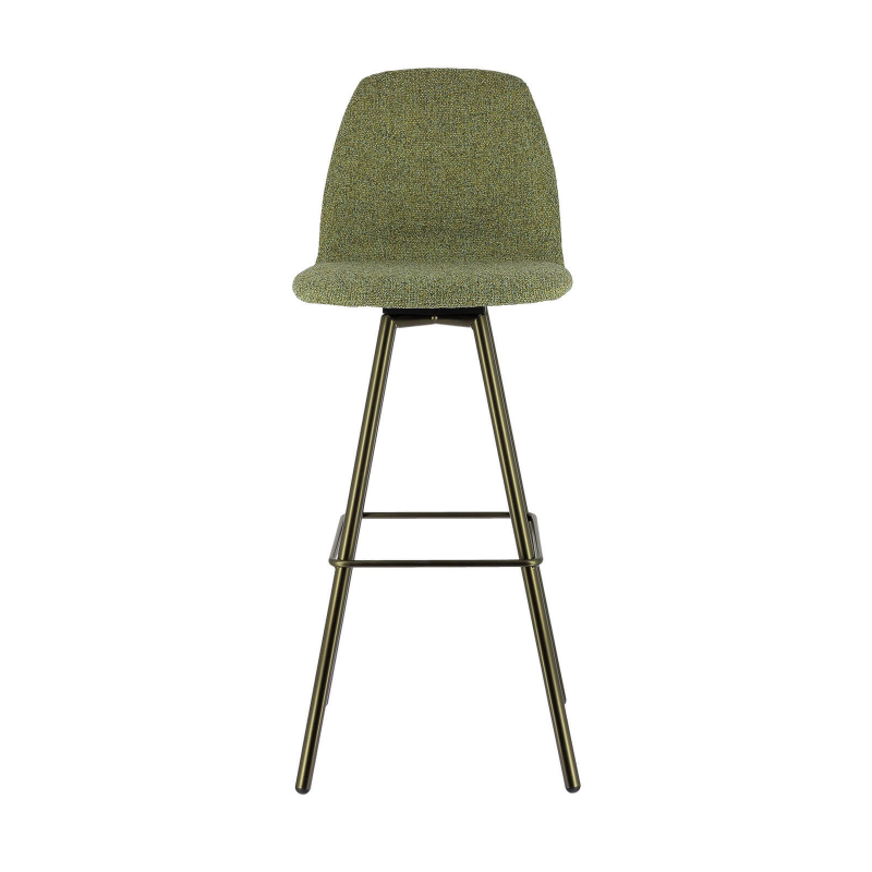 Tabouret de bar moderne en tissu vert et pieds en métal - Osaka