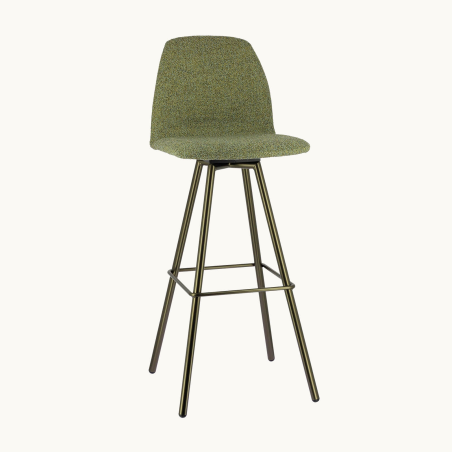 Tabouret de bar moderne en tissu vert et pieds en métal - Osaka