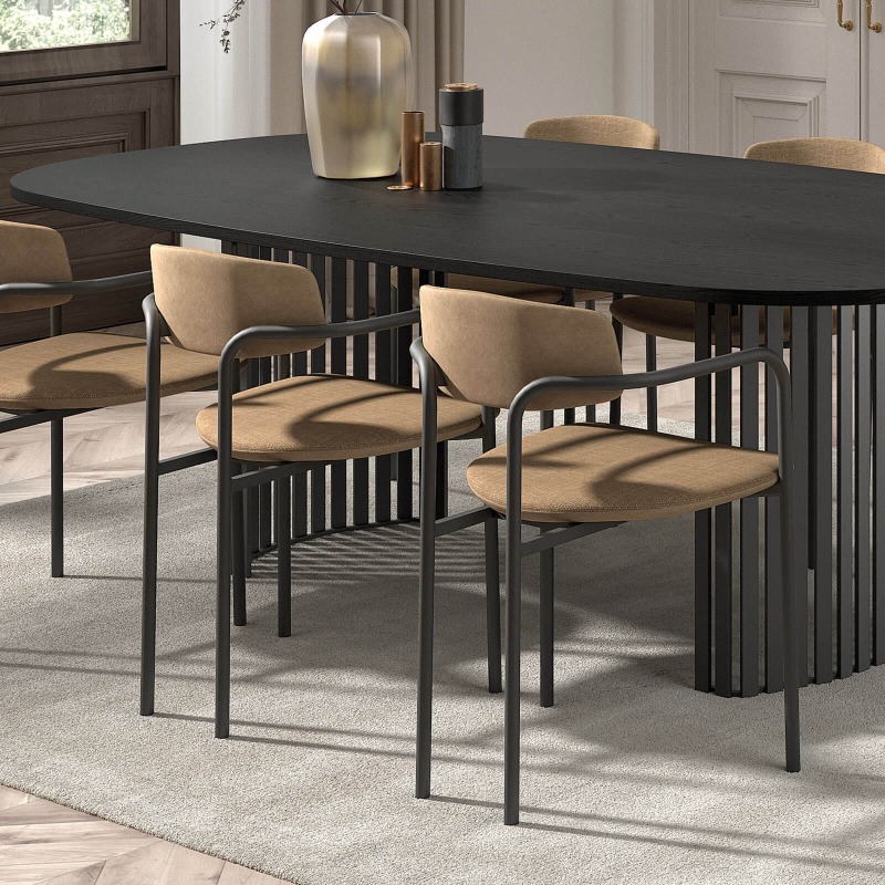 Chaise moderne en tissu avec accoudoirs et pieds en métal - Mirror