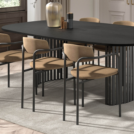 Chaise moderne en tissu avec accoudoirs et pieds en métal - Mirror