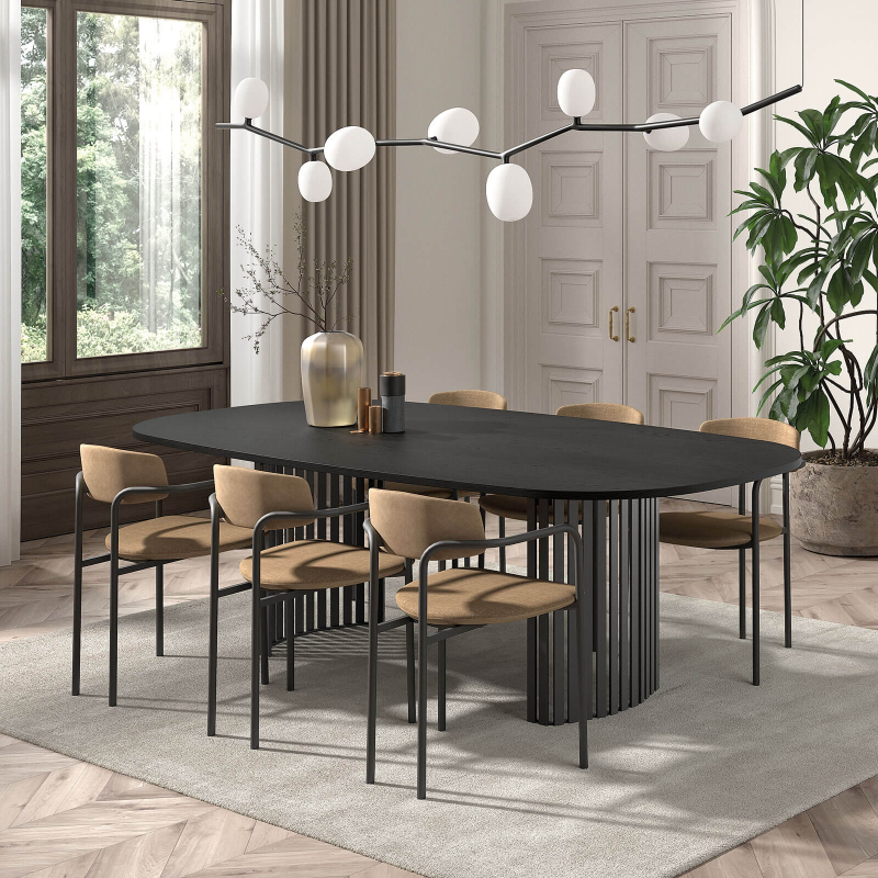 Chaise design en tissu avec accoudoirs et pieds en métal - Mirror