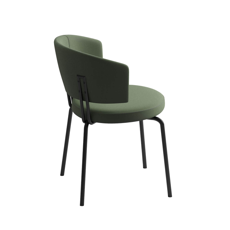 Chaise design en tissu vert