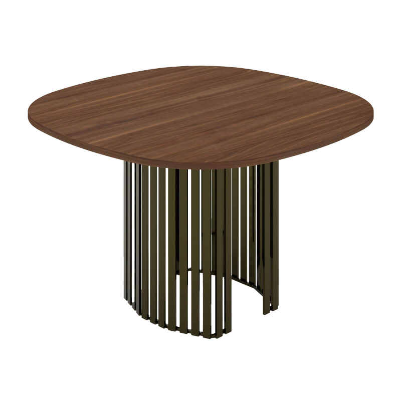 Table design carrée avec bords arrondis et pied central ajouré - Canvas