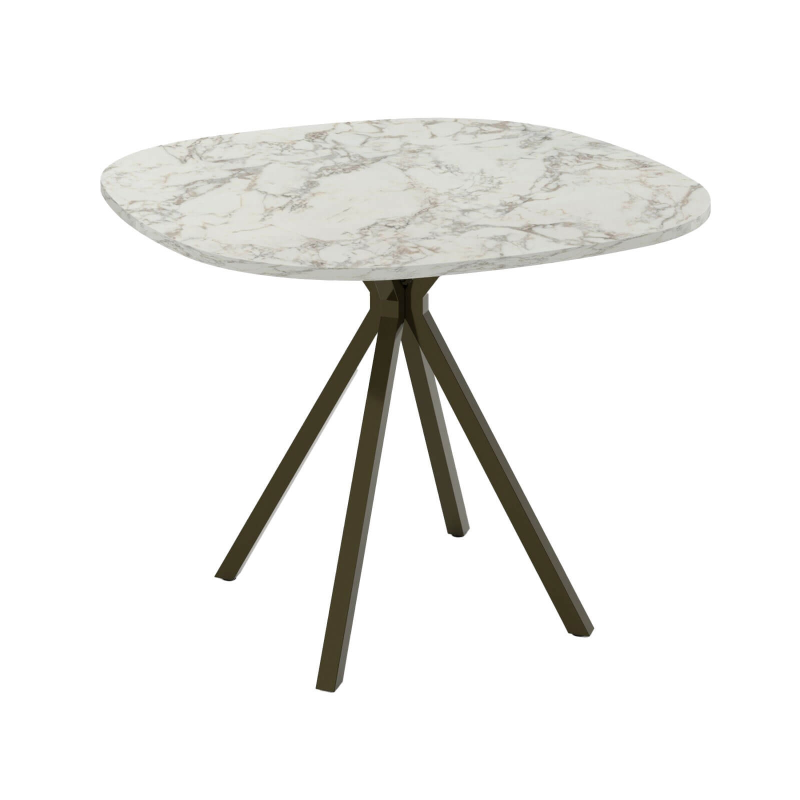 Table snack carrée avec bords arrondis en stratifié et pieds en métal - Onyx