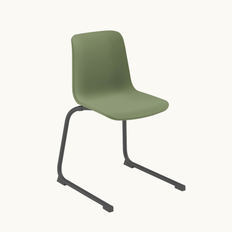 Proza - Chaise pied luge inversé empilable en métal coque polypropylène