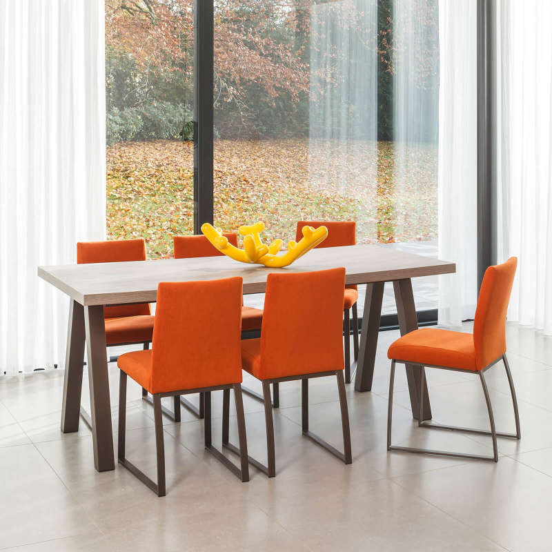 Table de salle à manger moderne en stratifié et métal - Queen