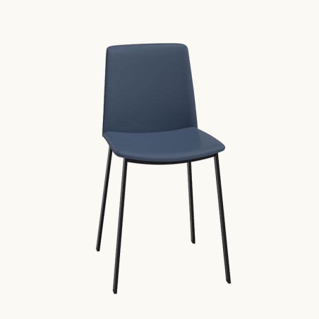 Primera - Chaise belge moderne rembourrée en simili avec pieds en métal