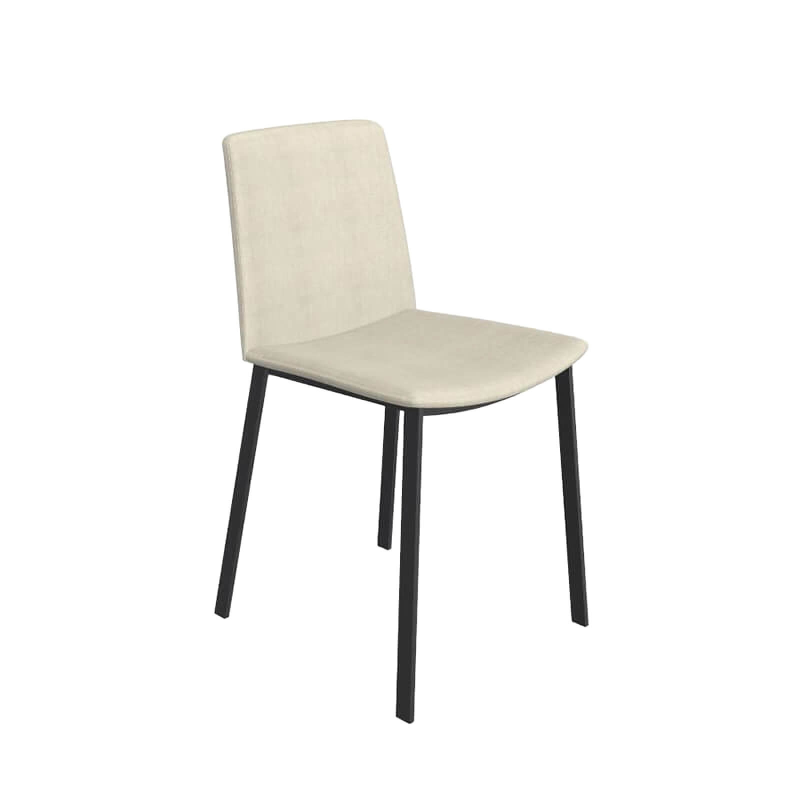 Chaise en tissu beige et pieds métal - Primera