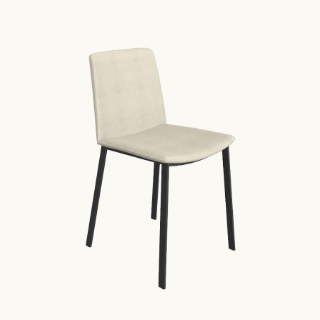 Chaise tendance tissu beige et pieds métal - Primera