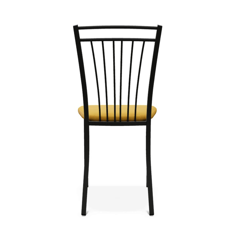 Chaise contemporaine en acier époxy noir et en tissu jaune fabriquée en Belgique - Viva