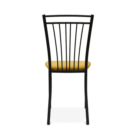 Chaise contemporaine en acier époxy noir et en tissu jaune fabriquée en Belgique - Viva