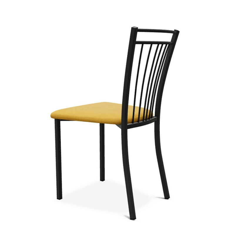 Chaise en acier noir et en tissu jaune fabriquée en Belgique - Viva