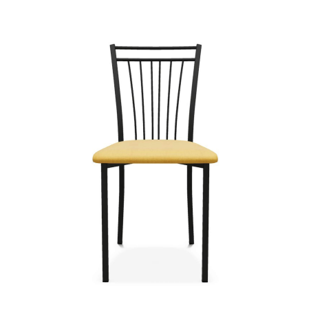 Chaise en métal noir et en tissu jaune fabriquée en Belgique - Viva