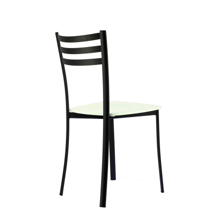Chaise de cuisine en métal noir et assise bois blanc - Ace 1320