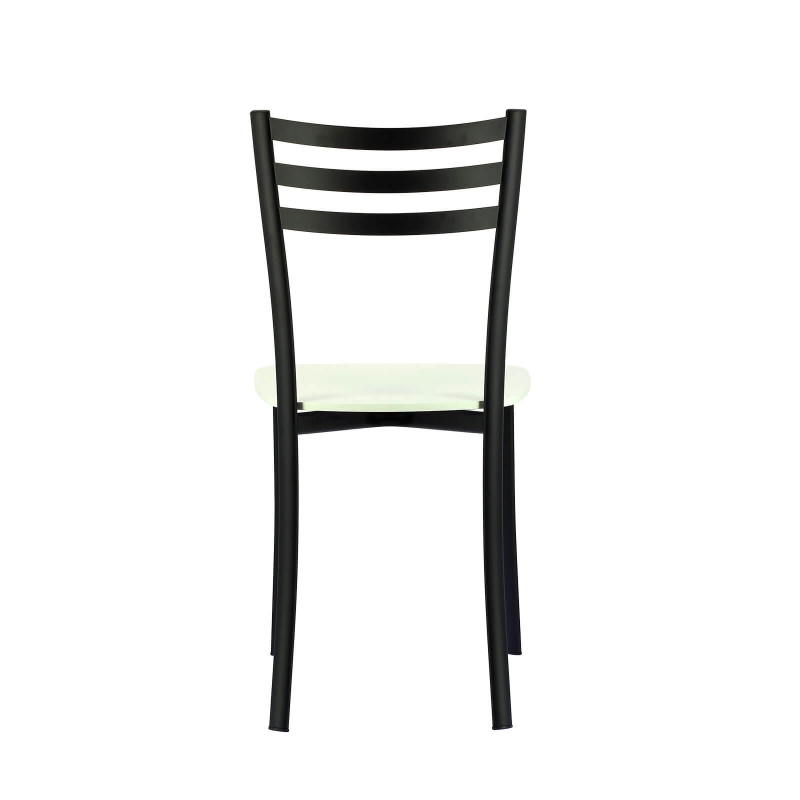 Chaise de cuisine en métal noir et assise bois blanc - Ace 1320