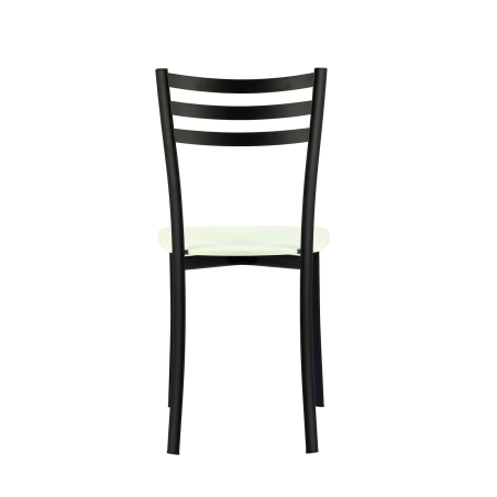 Chaise de cuisine en métal noir et assise bois blanc - Ace 1320