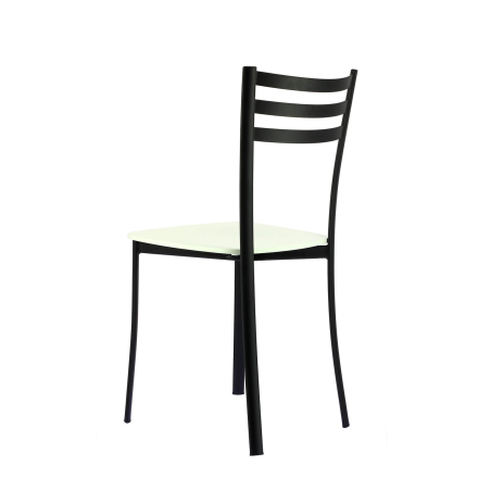 Chaise de cuisine en métal noir et assise bois blanc - Ace 1320