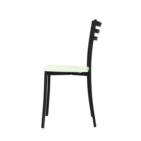 Chaise de cuisine en métal noir et assise bois blanc - Ace 1320