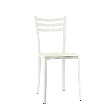 Chaise de cuisine en métal blanc et assise bois blanc - Ace 1320