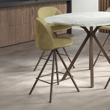 Tabouret snack pivotant en tissu avec pieds en métal - Swiftie