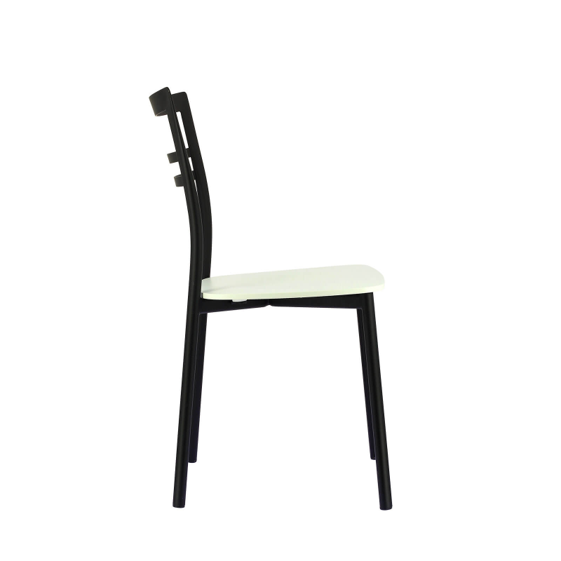 Chaise de cuisine en métal noir et assise multiplis bois blanc - Go Connubia®