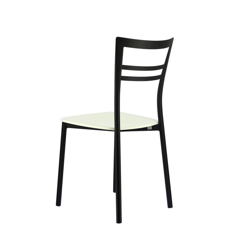 Chaise en métal noir et assise multiplis bois blanc - Go Connubia®