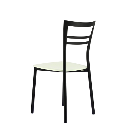 Chaise en métal noir et assise multiplis bois blanc - Go Connubia®