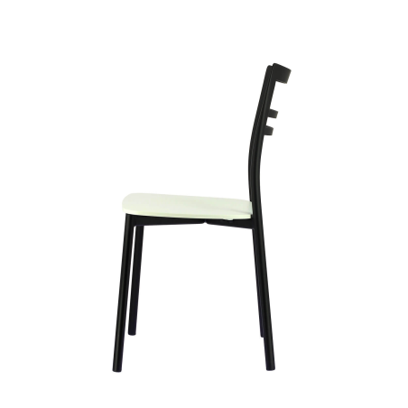 Chaise contemporaine en métal noir et assise multiplis bois blanc - Go Connubia®