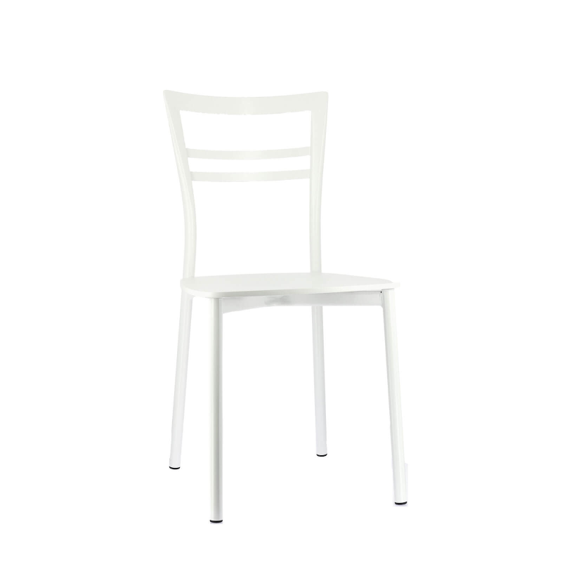 Chaise contemporaine en métal blanc et assise multiplis bois blanc - Go Connubia®