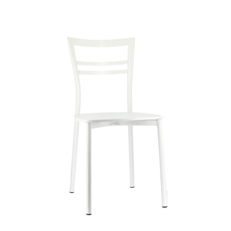 Chaise contemporaine en métal blanc et assise multiplis bois blanc - Go Connubia®