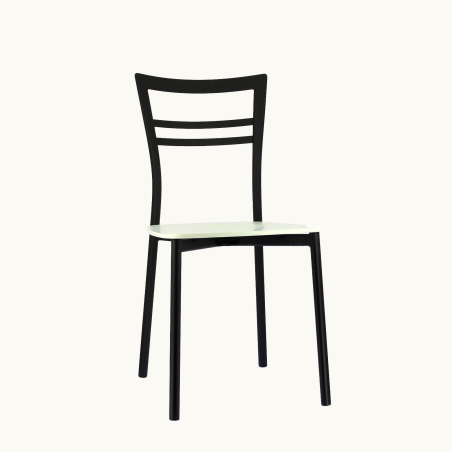 Chaise contemporaine en métal et assise multiplis bois - Go Connubia®