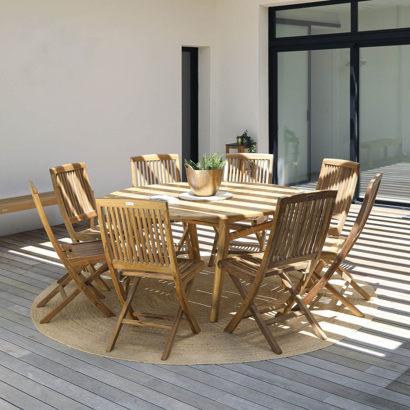 Table ronde en teck 8 personnes - Tamani