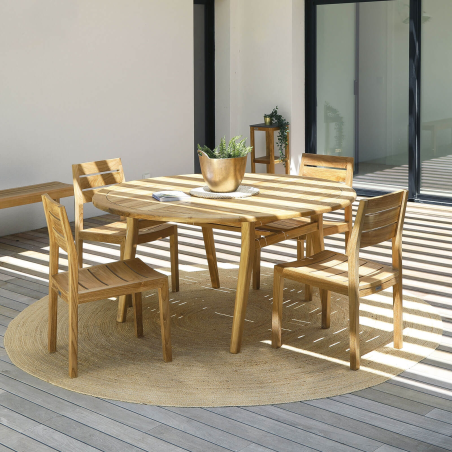 Table de jardin ronde en teck - Tamani